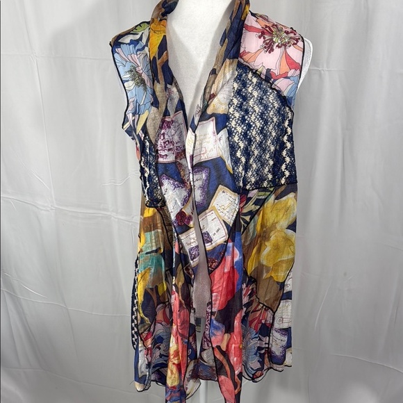 Soft Surroundings Colorful Sleeveless Floral CoverUp Top Size Small - Picture 1 of 9